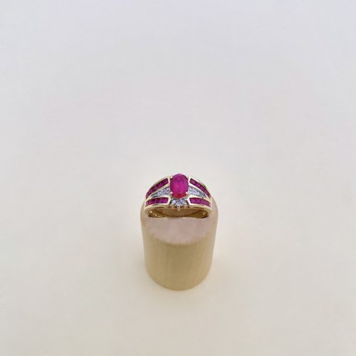 9ct. Gold Ruby &amp; Diamond Ring.