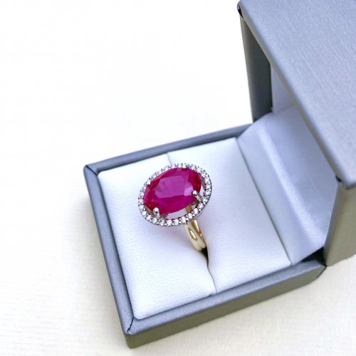 9ct. Gold Ruby &amp; Diamond Ring.