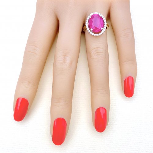 9ct. Gold Ruby &amp; Diamond Ring.