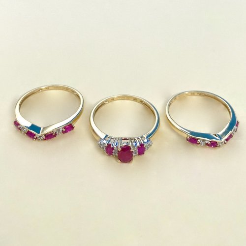 9ct. Gold Trinity Ruby &amp; Diamond Ring / 3-in-one.