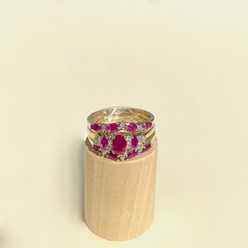 9ct. Gold Trinity Ruby &amp; Diamond Ring / 3-in-one.