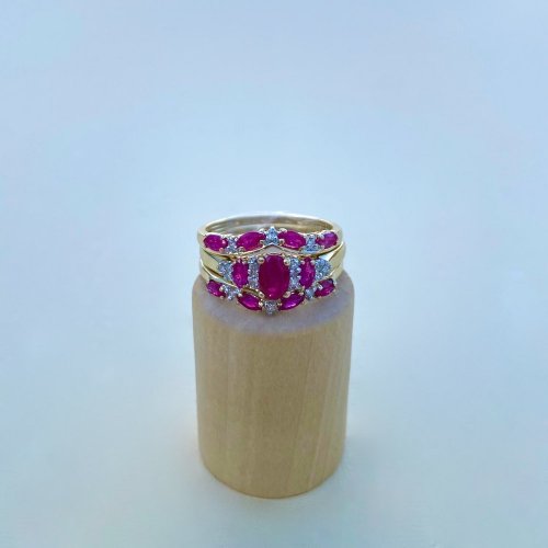 9ct. Gold Trinity Ruby &amp; Diamond Ring / 3-in-one.