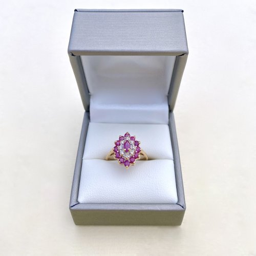 Hallmarked 9ct. Gold Ruby &amp; Diamond Ring.