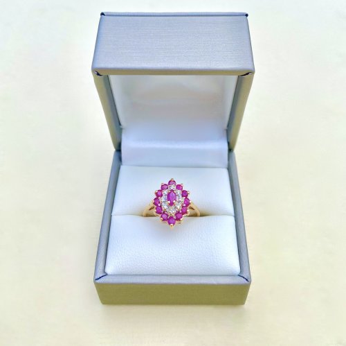 Hallmarked 9ct. Gold Ruby &amp; Diamond Ring.