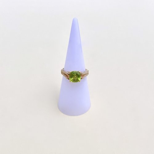 9ct. Solid Gold Peridot and Diamond Ring.