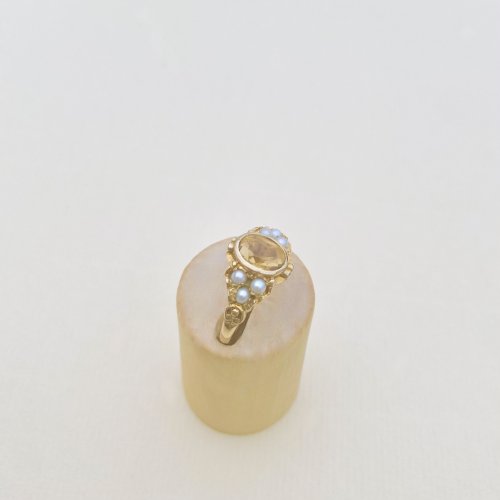 Vintage 9ct. Gold Citrine and Cultured Pearl Ring.
