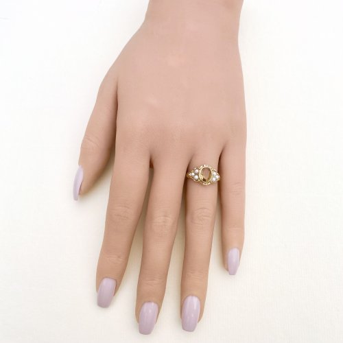 Vintage 9ct. Gold Citrine and Cultured Pearl Ring.
