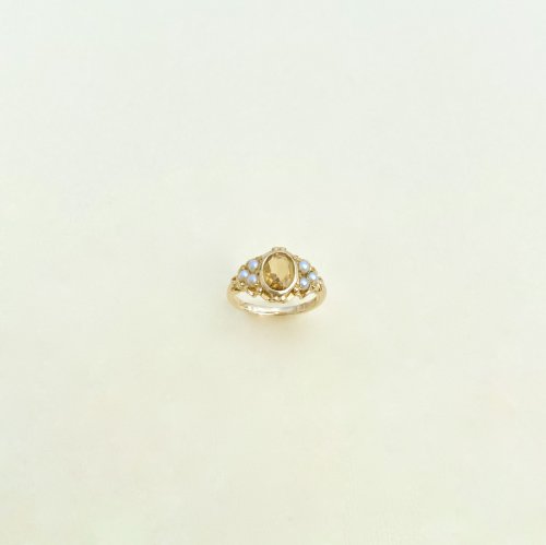 Vintage 9ct. Gold Citrine and Cultured Pearl Ring.