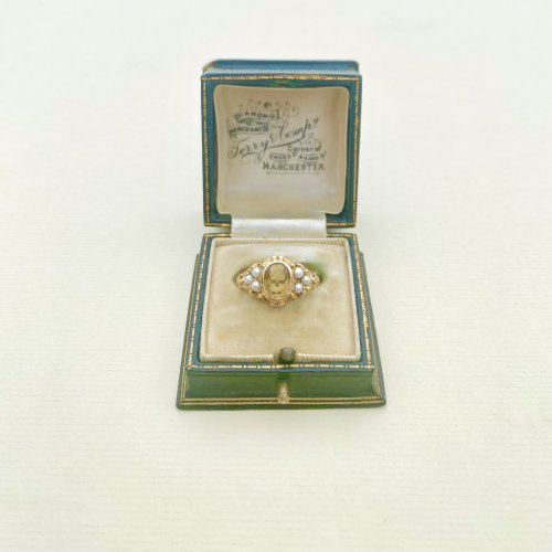 Vintage 9ct. Gold Citrine and Cultured Pearl Ring.