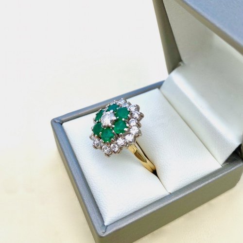 18ct. Gold Emerald and Diamond Ring.