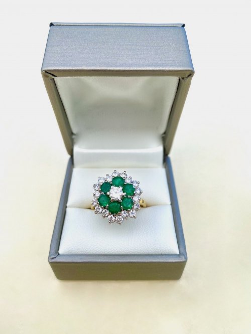 18ct. Gold Emerald and Diamond Ring.