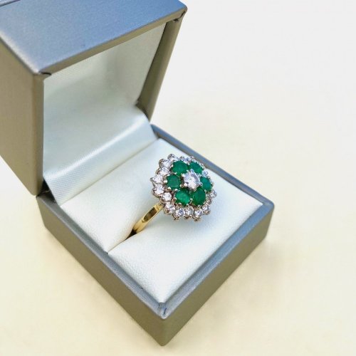 18ct. Gold Emerald and Diamond Ring.