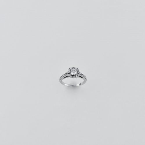 18ct. White Gold Diamond Set Halo Ring.