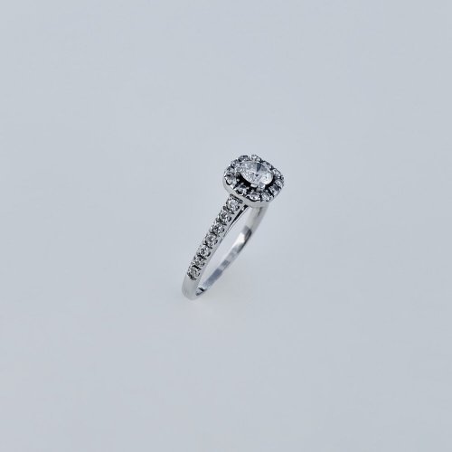 18ct. White Gold Diamond Set Halo Ring.