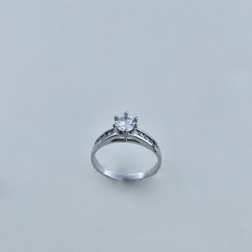 White Metal Ring with Cubic Zirconia.