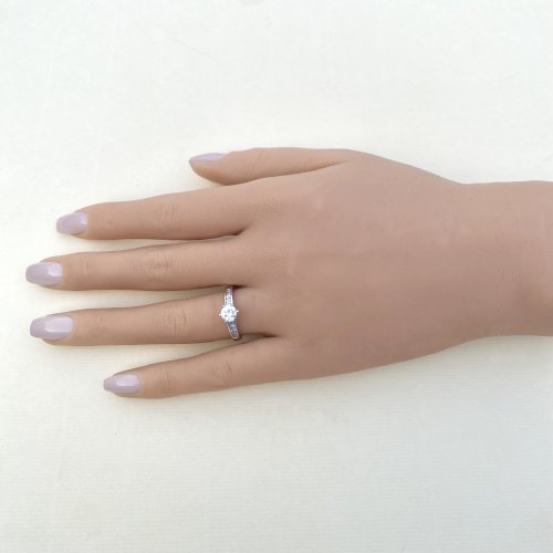 White Metal Ring with Cubic Zirconia.