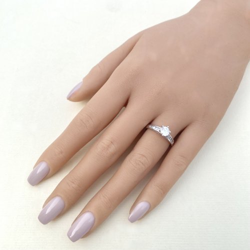 White Metal Ring with Cubic Zirconia.