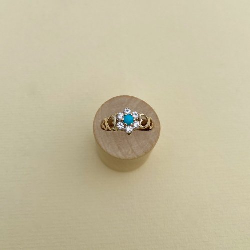 9ct. Gold Turquoise CZ Ring.