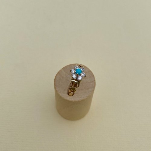 9ct. Gold Turquoise CZ Ring.