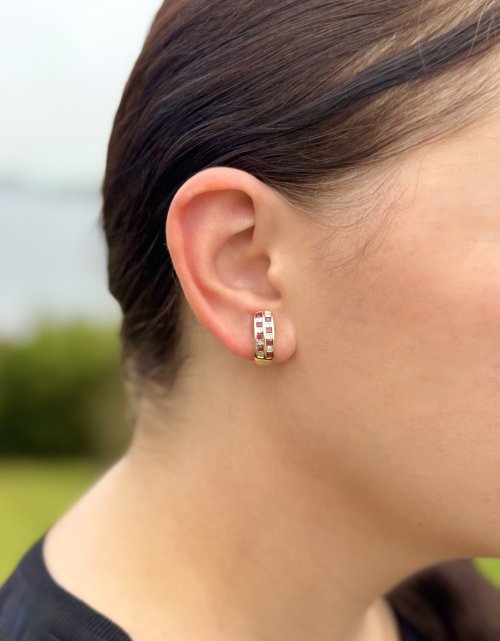 9ct Gold Ruby &amp; Diamond Earrings.