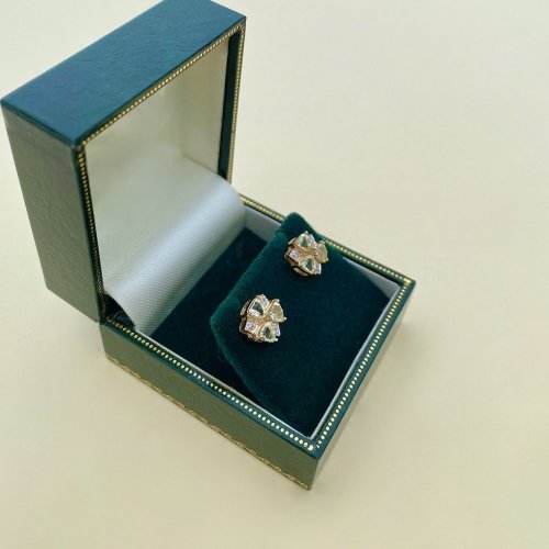 9ct. Gold Diamond &amp; Peridot Stud Earrings.