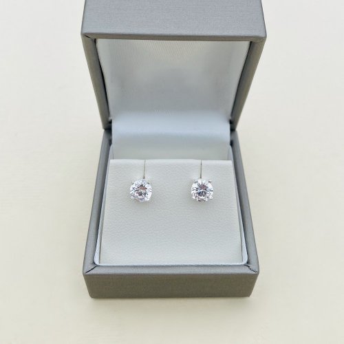 Circular Stud CZ Earrings.