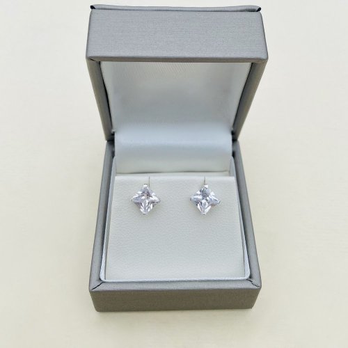 Square Stud CZ Earrings.