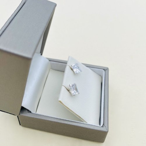 Square Stud CZ Earrings.