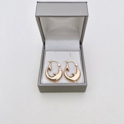 9ct. Gold Dolphin Hoop Earrings.