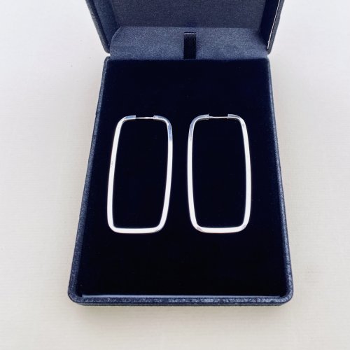 Silver Rectangular Hoop Earrings.