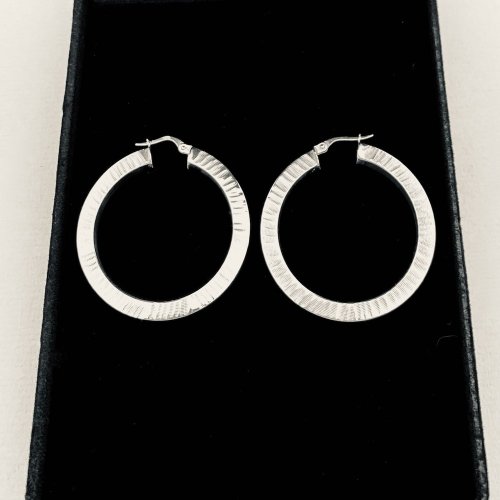 Silver Large Circular Hoop Earrings.