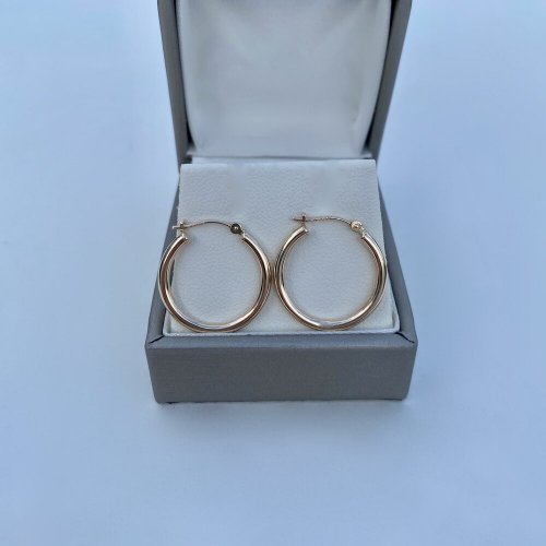 9ct. Yellow Gold small / slim Hoop Earrings.