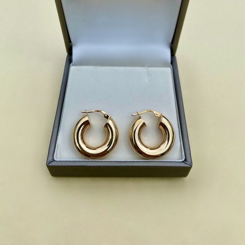 9ct. Gold Chunky Small Hoop Earrings.