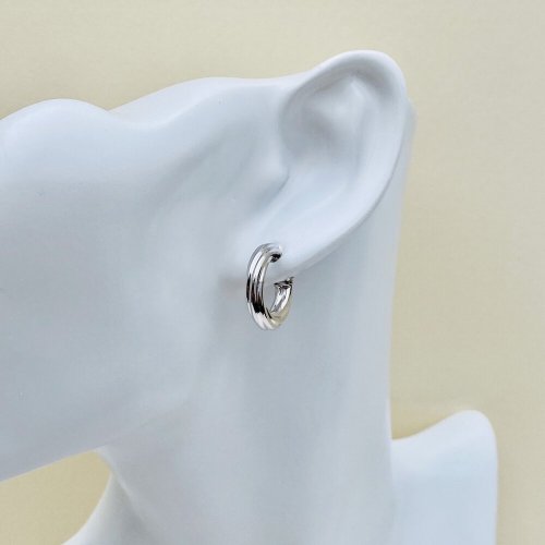 9ct. White Gold Small Twist Hoop Earrings.