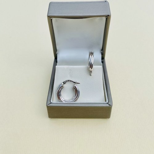 9ct. White Gold Small Twist Hoop Earrings.