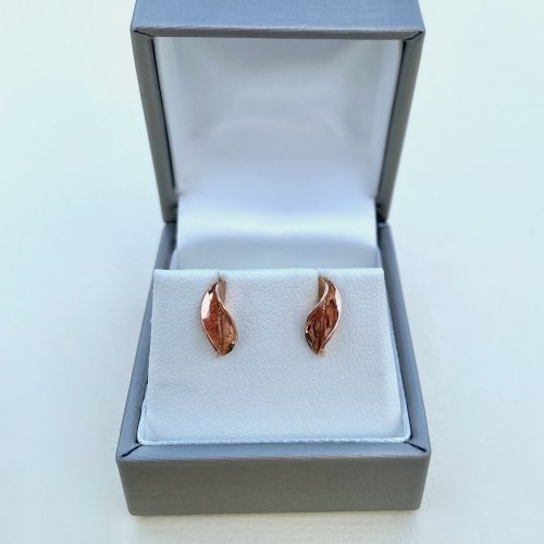 Designer 9ct. Rose Gold Leaf Stud Earrings.