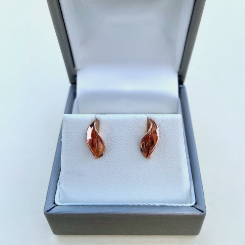 Designer 9ct. Rose Gold Leaf Stud Earrings.