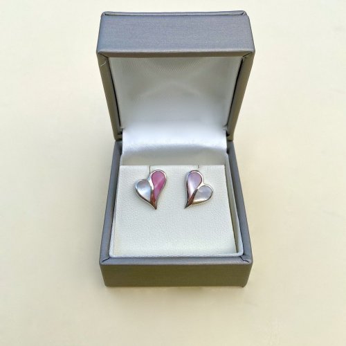 Silver Stud Heart Earrings.