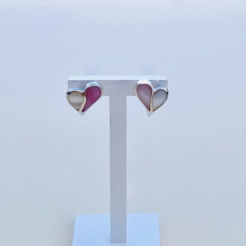 Silver Stud Heart Earrings.