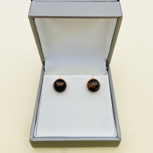 14ct. Gold Circular Amber Stud Earrings.