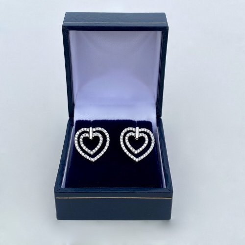 Elegant heart shaped cz earrings.