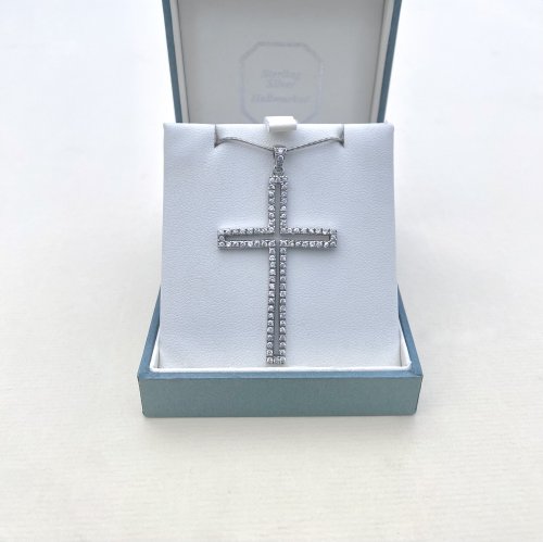 Sterling silver cross / crystals.