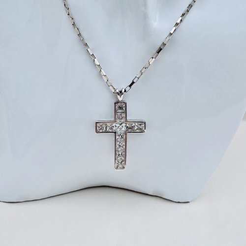 Hallmarked sterling silver crystal cross pendant.