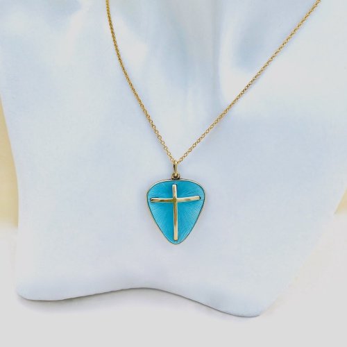 Norwegian Silver &amp; Blue Enamel Cross Pendant.