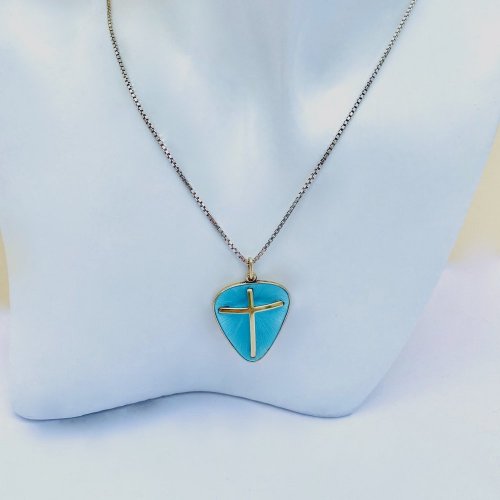 Norwegian Silver &amp; Blue Enamel Cross Pendant.