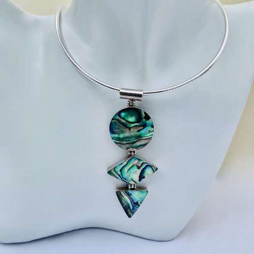 Handcrafted Triple Abalone Pendant.