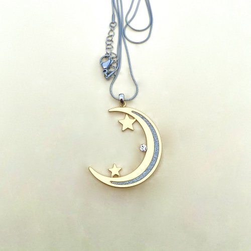 Crescent Shaped Pendant with Stars.