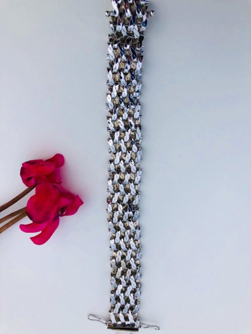 Silver Italian Milanese Gate Bracelet.