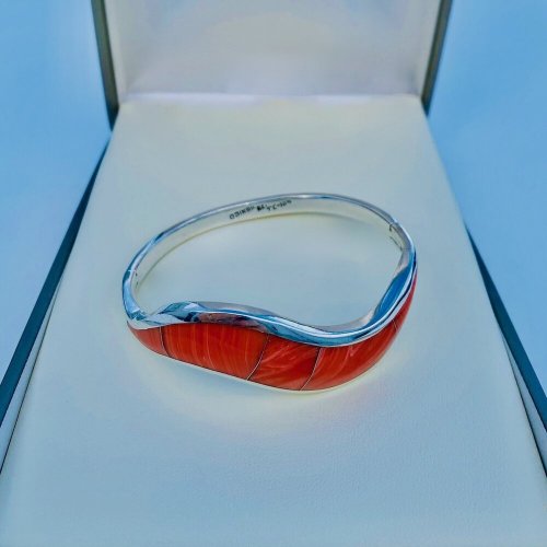 Handcrafted Silver &amp; Enamel Bangle.