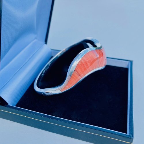 Handcrafted Silver &amp; Enamel Bangle.